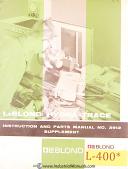 Leblond-Leblond 17\" - 20\", Lathe Instructions and Parts Manual 1957-17\"-17" - 20"-20\"-06